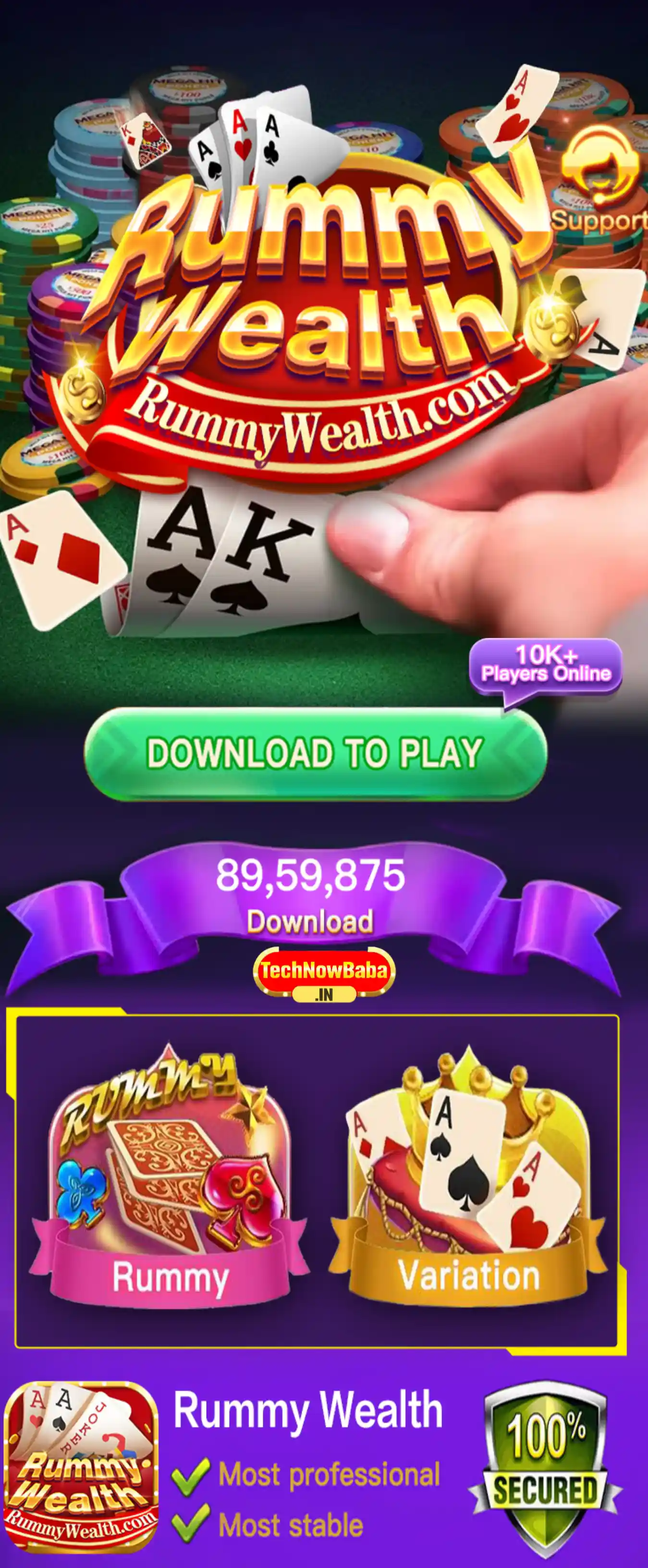 Rummy Wealth app banner