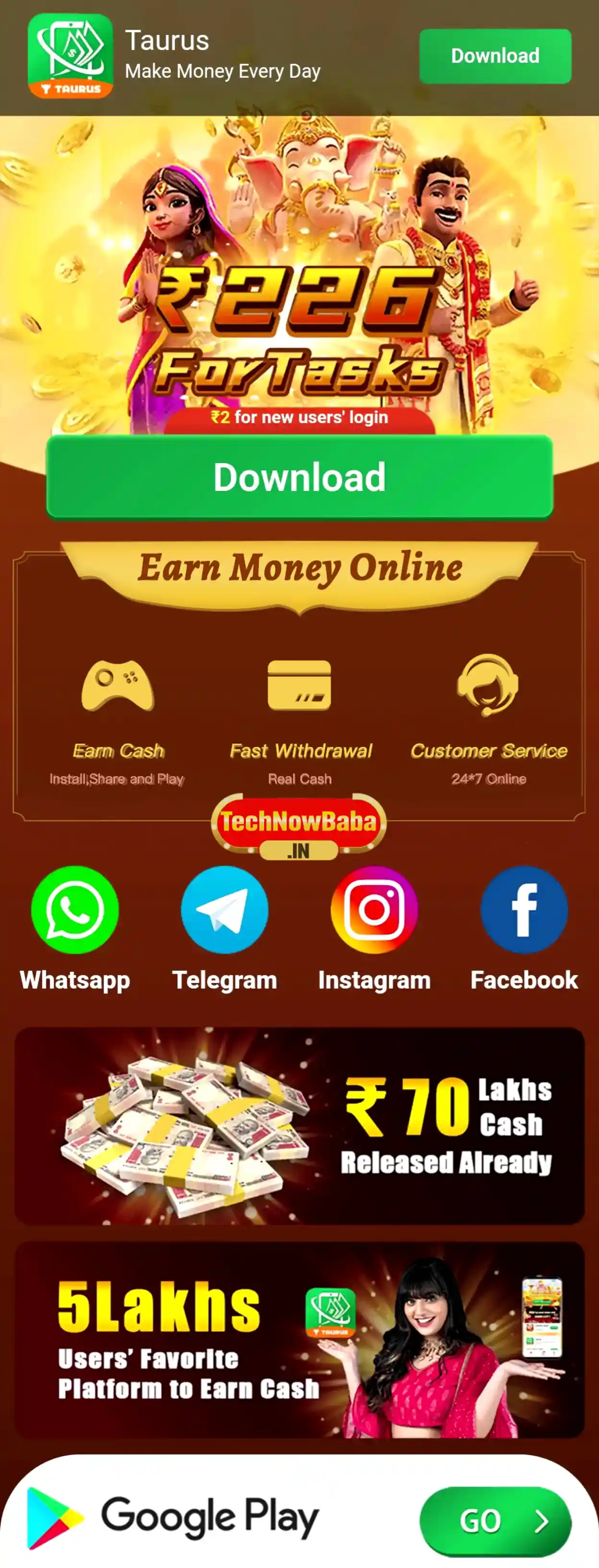 Taurus Cash App Download - Tech Now Baba All Rummy App